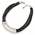 Statement Grey/ Black Snake Style Faux Leather Multi Cord Choker Necklace with Hammered Silver Tone Pendant - 43cm L/ 3cm Ext - view 7