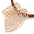 Oversized Leaf Pendant with Thick Brown Leather Cord In Gold Tone - 42cm L/ 6cm Ext - view 7