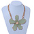 Oversized Light Green Resin Flower Pendant with Chunky Oval Link Chain In Gold Plating - 44cm L/ 5cm Ext - view 3