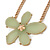 Oversized Light Green Resin Flower Pendant with Chunky Oval Link Chain In Gold Plating - 44cm L/ 5cm Ext - view 8
