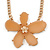 Oversized Cream Resin Flower Pendant with Chunky Oval Link Chain In Gold Plating - 44cm L/ 5cm Ext - view 4