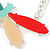 Oversized Multicoloured Resin Dragonfly Pendant with Chunky Oval Link Chain In Light Silver Tone - 52cm L/ 4cm Ext - view 6