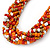 Chunky Twisted Glass Bead Necklace In Silver Tone (Orange, White, Gold, Red) - 50cm L/ 4cm Ext - view 6