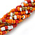 Chunky Twisted Glass Bead Necklace In Silver Tone (Orange, White, Gold, Red) - 50cm L/ 4cm Ext - view 3
