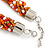 Chunky Twisted Glass Bead Necklace In Silver Tone (Orange, White, Gold, Red) - 50cm L/ 4cm Ext - view 4