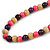 Chunky Long Round Bead Necklace (Natural/ Deep Pink/ Purple) - 124cm L - view 2