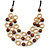 Layered Wood Bead and Ring Necklace with Faux Leather Cord - 70cm L/ 3cm Ext - view 3