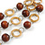 Layered Wood Bead and Ring Necklace with Faux Leather Cord - 70cm L/ 3cm Ext - view 4