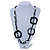 Long Multi-strand Black/ White Ceramic Bead, Acrylic Ring Necklace - 90cm L - view 2