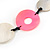 Pink/ Natural Shell, Wood Bead Black Faux Leather Cord Necklace - 80cm L - view 4