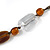 Transparent, Amber Brown Ceramic, Glass Beads Black Cord Necklace - 44cm L - view 5