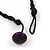 Purple/ Brown Wood, Resin Bead Cotton Cord Necklace - 64cm L - view 5