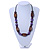 Purple/ Brown Wood, Resin Bead Cotton Cord Necklace - 64cm L - view 2