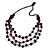 Layered Red/ Green/ Black Bone Bead Cotton Cord Necklace - 78cm L