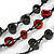 Layered Red/ Green/ Black Bone Bead Cotton Cord Necklace - 78cm L - view 3