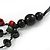 Layered Red/ Green/ Black Bone Bead Cotton Cord Necklace - 78cm L - view 4