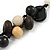 Wood, Ceramic, Cotton Cluster Bead Necklace with Black Cord - 54cm L - view 3