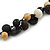 Wood, Ceramic, Cotton Cluster Bead Necklace with Black Cord - 54cm L - view 4