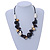 Wood, Ceramic, Cotton Cluster Bead Necklace with Black Cord - 54cm L - view 2
