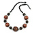 Brown/ Black Wood Bead with Wire Detailing Necklace - 56cm L