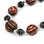 Brown/ Black Wood Bead with Wire Detailing Necklace - 56cm L - view 2