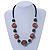 Brown/ Black Wood Bead with Wire Detailing Necklace - 56cm L - view 6