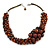 Brown Bead Cluster Cord Necklace - 48cm L/ 3cm Ext