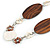 White/ Brown Shell Flowers, Oval Wood Bead Chain Long Necklace In Silver Tone - 86cm L - view 3