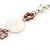 White/ Brown Shell Flowers, Oval Wood Bead Chain Long Necklace In Silver Tone - 86cm L - view 4