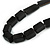 Black Wood Bead with Black Cotton Cord Necklace - 88cm L - view 3