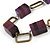 Statement Purple Wood Bead and Bronze Square Link Cord Necklace - 80cm L - view 3