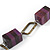 Statement Purple Wood Bead and Bronze Square Link Cord Necklace - 80cm L - view 4