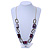 Statement Purple Wood Bead and Bronze Square Link Cord Necklace - 80cm L - view 2