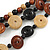 3 Strand Wood Button Bead Necklace In Brown/ Black/ Natural - 70cm L - view 3