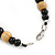 3 Strand Wood Button Bead Necklace In Brown/ Black/ Natural - 70cm L - view 4