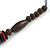 Multicoloured Wood Bead with Brown Cotton Cord Necklace - 70cm L - view 4