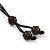 Multicoloured Wood Bead with Brown Cotton Cord Necklace - 70cm L - view 6