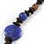 Brown Wood Purple Resin Bead Long Necklace - 76cm L - view 5