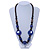 Brown Wood Purple Resin Bead Long Necklace - 76cm L - view 2