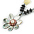 Mother Of Pearl Flower Pendant with Wood/ Resin Bead Chain - 56cm L - view 4