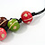 Multicoloured Wood Bead Black Cotton Cord Necklace - 64cm L - view 3