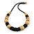 Natural/ Black Wood Bead Black Cord Necklace - 66cm L