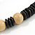 Natural/ Black Wood Bead Black Cord Necklace - 66cm L - view 4