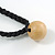 Natural/ Black Wood Bead Black Cord Necklace - 66cm L - view 6