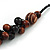 Black/ Brown Cluster Wood Bead With Black Cord Necklace - 54cm L - view 4
