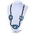 Blue/ Black Resin and Glass Bead Long Necklace - 80cm L - view 2