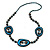 Blue/ Black Resin and Glass Bead Long Necklace - 80cm L
