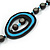 Blue/ Black Resin and Glass Bead Long Necklace - 80cm L - view 3