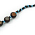 Blue/ Black Resin and Glass Bead Long Necklace - 80cm L - view 4
