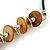 Brown Shell Coin with Silver Metal Bead Rubber Cord Necklace - 60cm L/ 7cm Ext - view 4